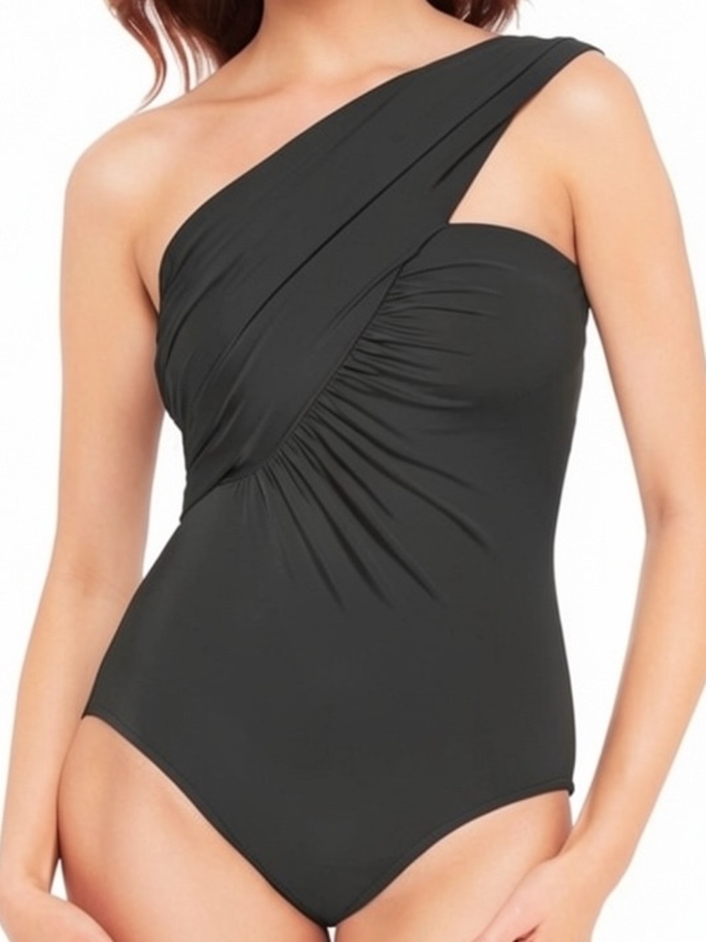 Miraclesuit Goddess One Shoulder One Piece Swimsuit Dark Gray Size 12 Slimming